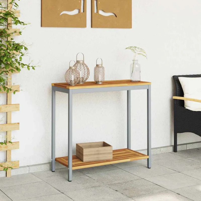 Lauko pöytä säilytystilalla, luonnollinen ja harmaa, 80 x 35 x 75 cm