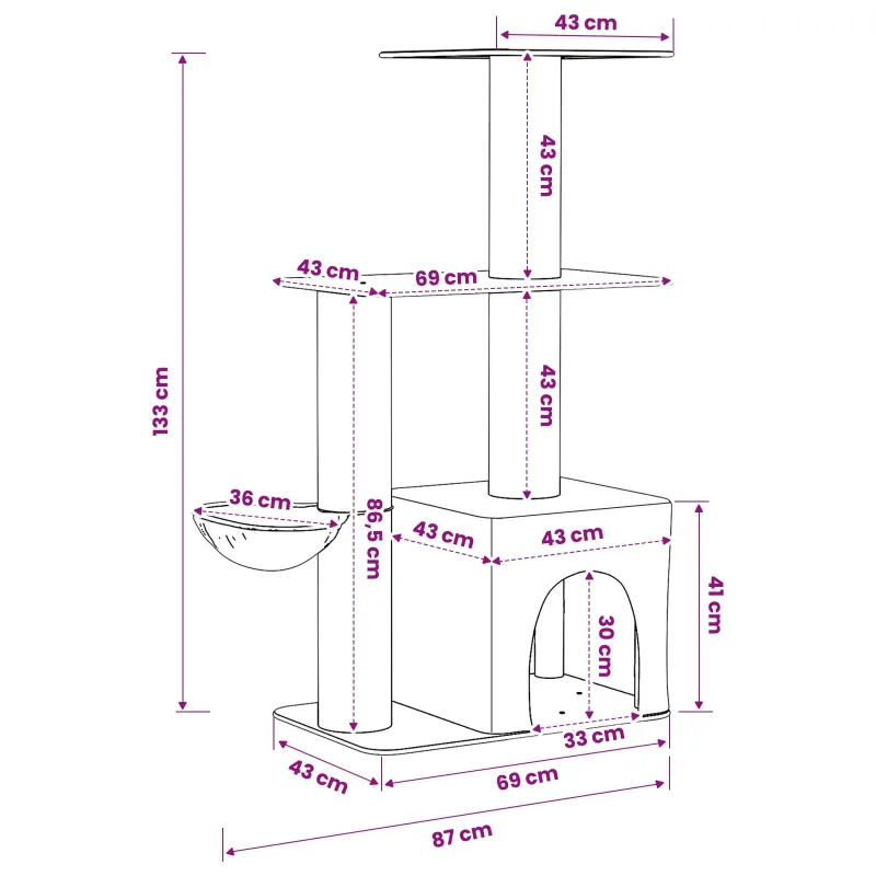 Kačių medis su sisaliniu šveitimu Kreminė 133 cm