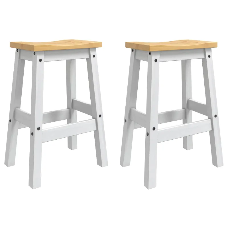 Baro taburetė 2 pcs Balta ir medaus vašku 44 x 30 x 63 cm