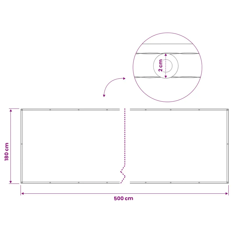 Balkono privatumo ekranas 180 x 500 cm Audinys su PU danga