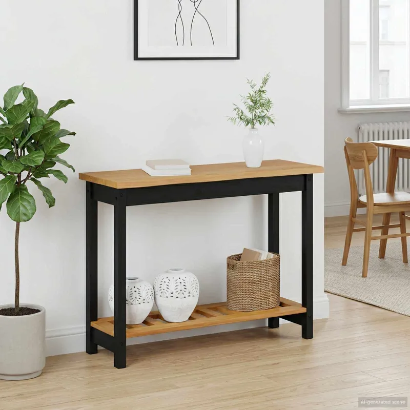 Konsolinis stalas su lentyna EKAI Juoda 112 x 35 x 76 cm