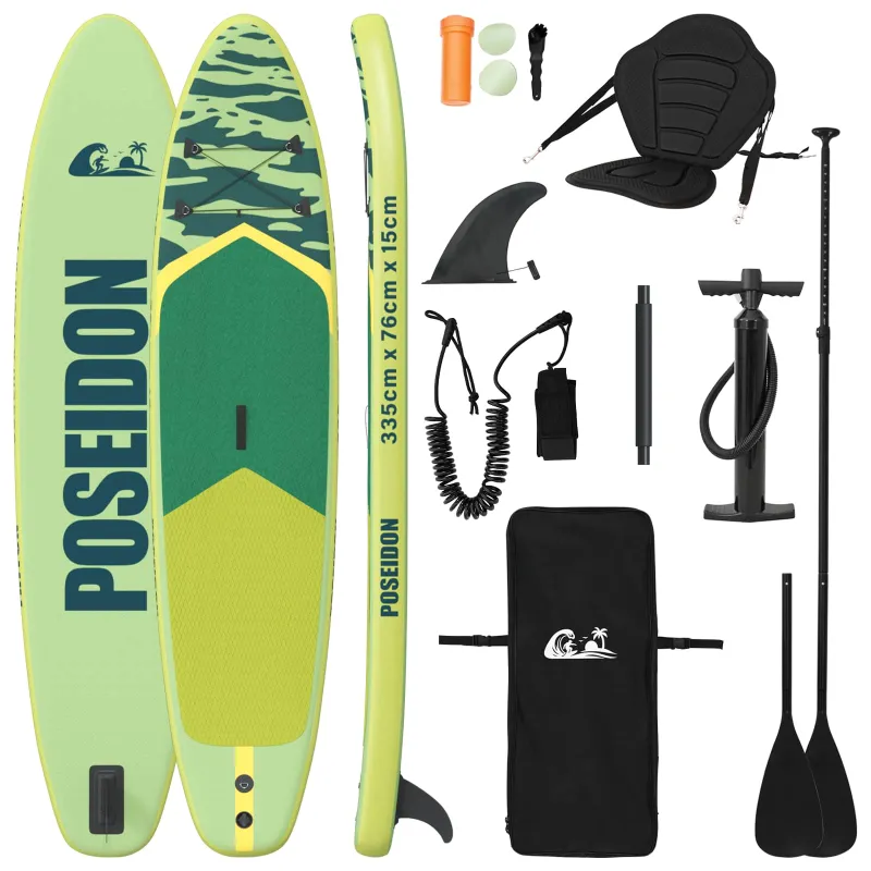 SUP lenta su sėdyne 2-in-1 POSEIDON 335 x 76 x 15 cm Žalia