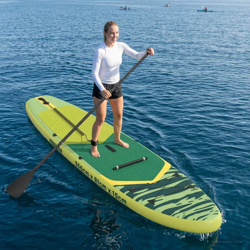 SUP lenta su sėdyne 2-in-1 POSEIDON 366 x 81 x 15 cm Žalia