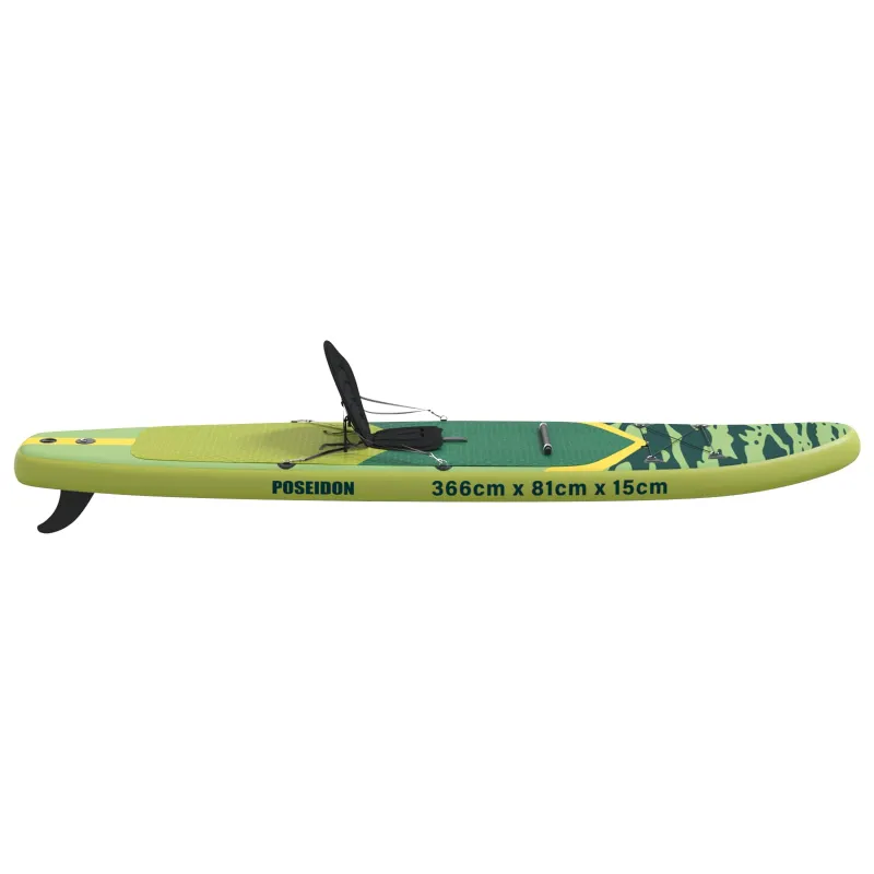 SUP lenta su sėdyne 2-in-1 POSEIDON 366 x 81 x 15 cm Žalia