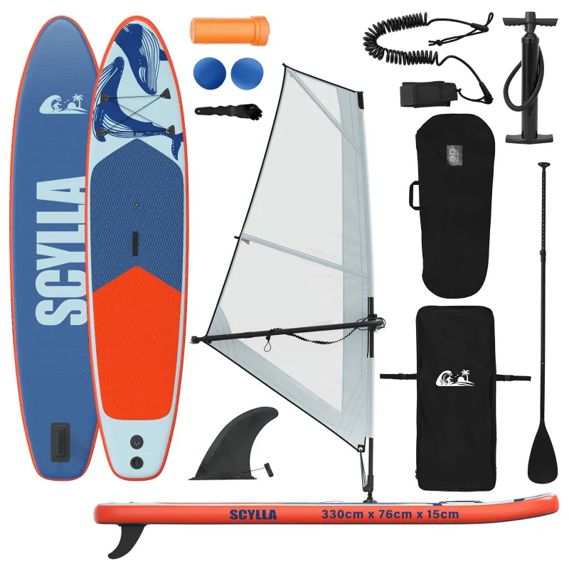 Pripučiamas SUP lenta su burės SCYLLA 330 x 76 x 15 cm Mėlyna
