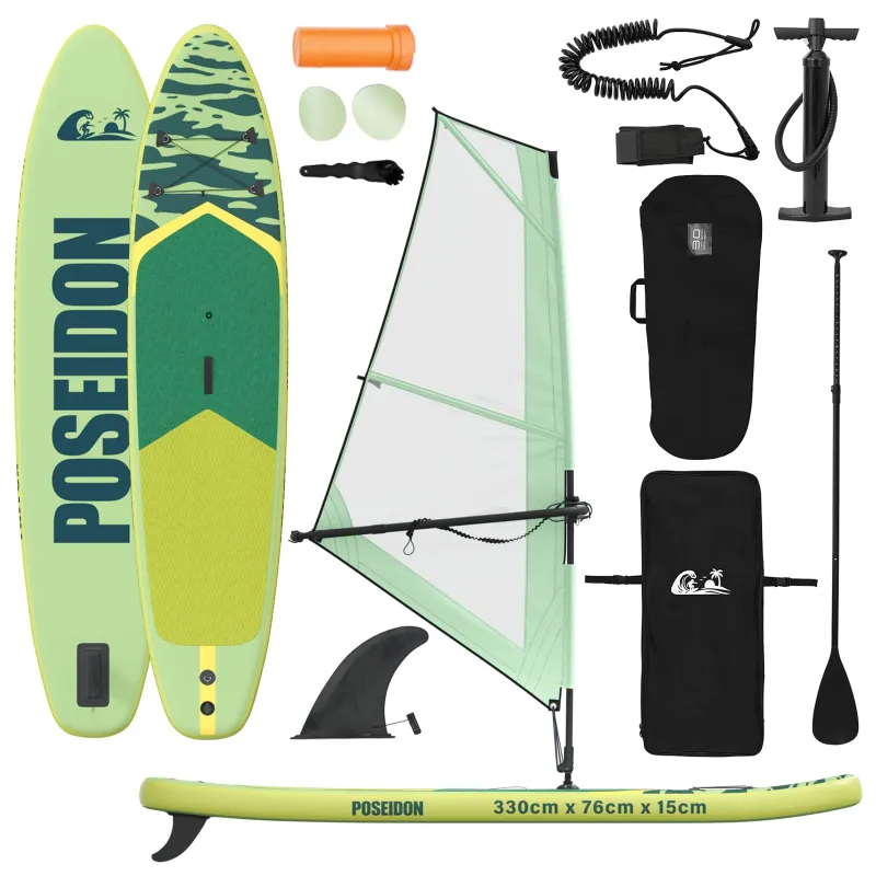 Pripučiamas SUP lenta su burės POSEIDON 330 x 76 x 15 cm Žalia