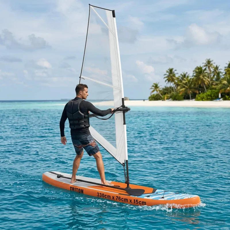 Pripučiamas SUP lenta su burės TRITON 330 x 76 x 15 cm Mėlyna