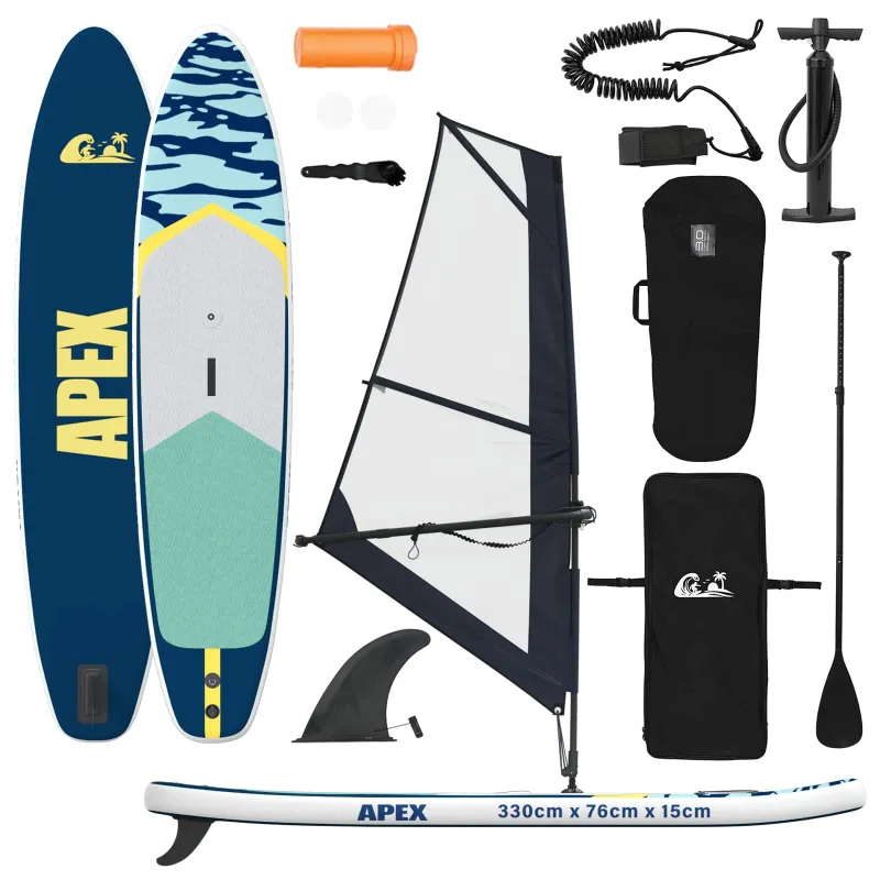 Pripučiamas SUP lenta su burės APEX 330 x 76 x 15 cm Mėlyna