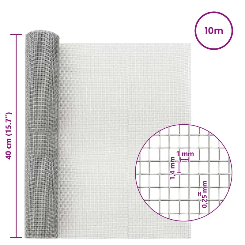 Tinklinis ekranas 40 x 1000 cm 18 mesh Nerūdijantis plienas 304