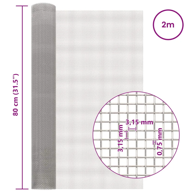 Tinklinis ekranas 80 x 200 cm 6 Mesh Nerūdijantis plienas 201