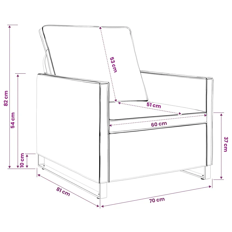 Viena sofa Tamsiai pilka 70 x 81 x 82 cm Dirbtinė zomša