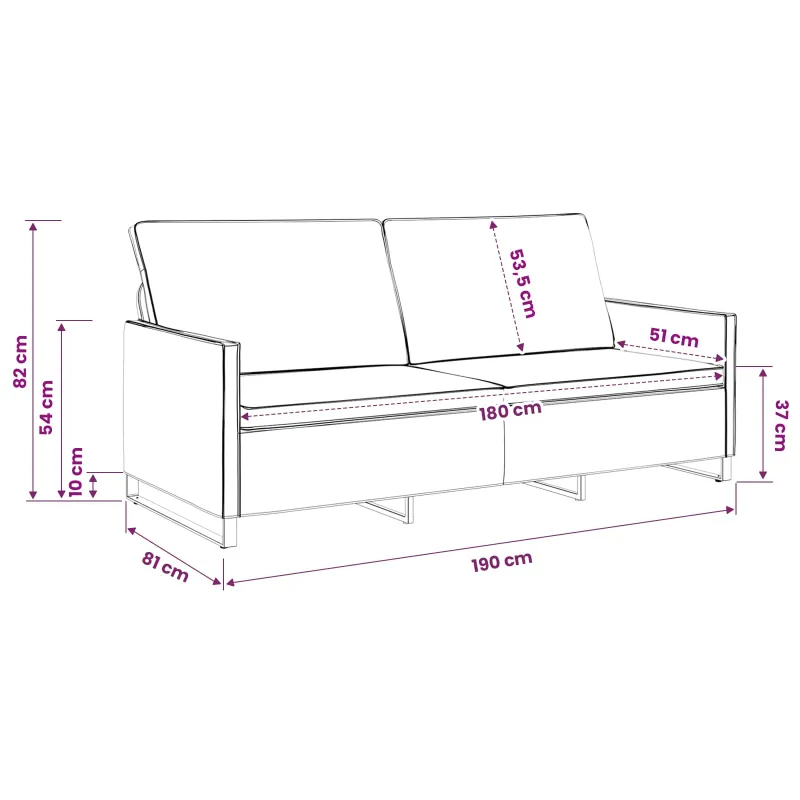 3 vietų sofa Tamsiai pilka 190 x 81 x 82 cm Dirbtinė zomša