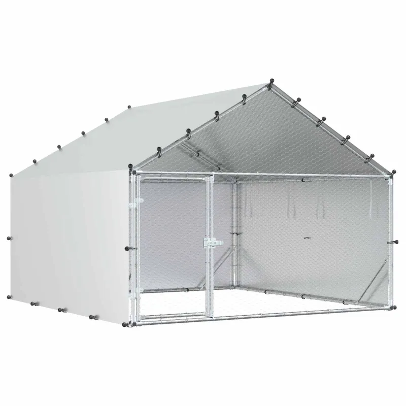 Vištų coop su stogu Sidabrinė 200 x 200 x 150 cm