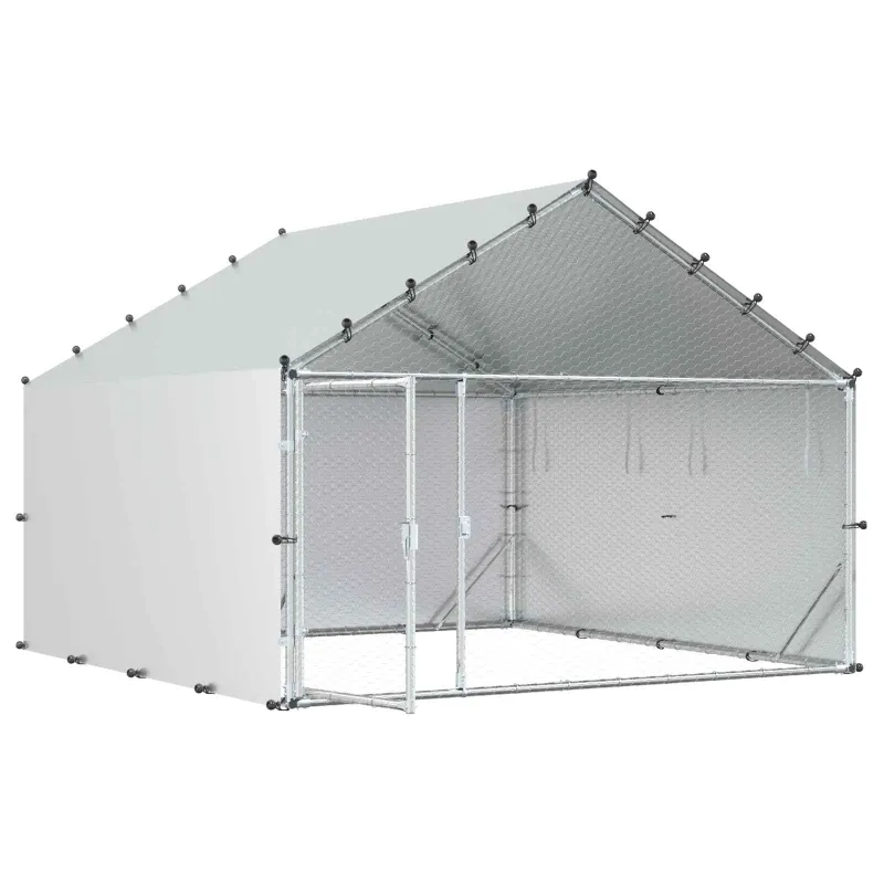 Vištų coop su stogu Sidabrinė 200 x 200 x 150 cm