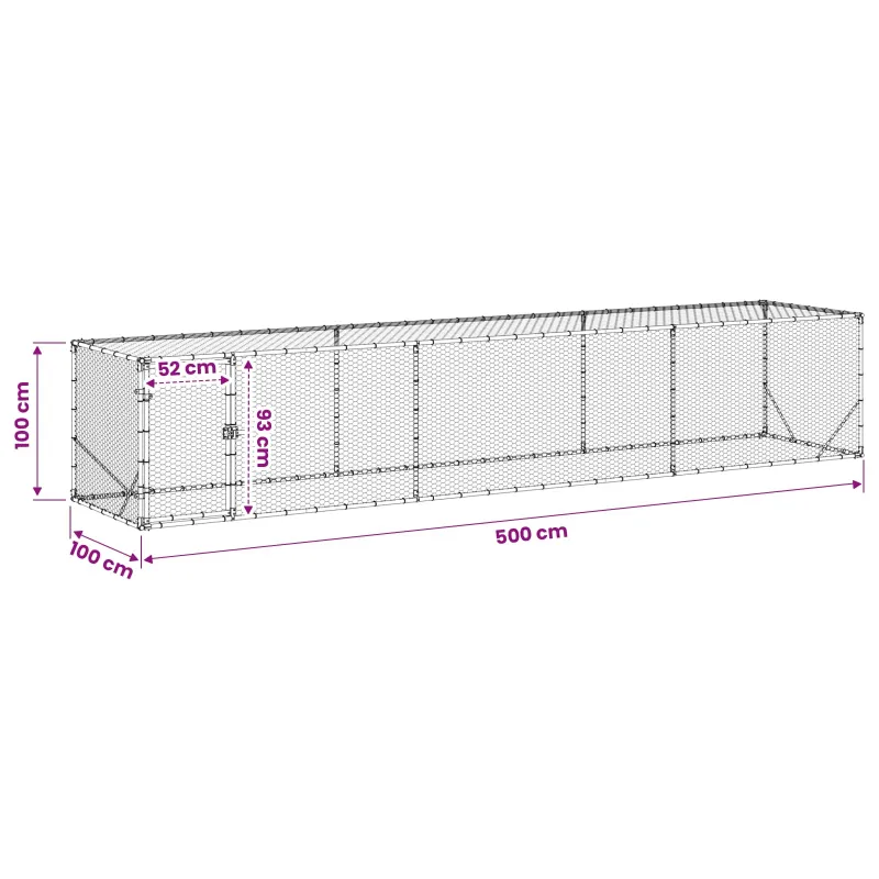 Vištų kiemas Sidabrinė 500 x 100 x 100 cm Galvanizuotas plienas