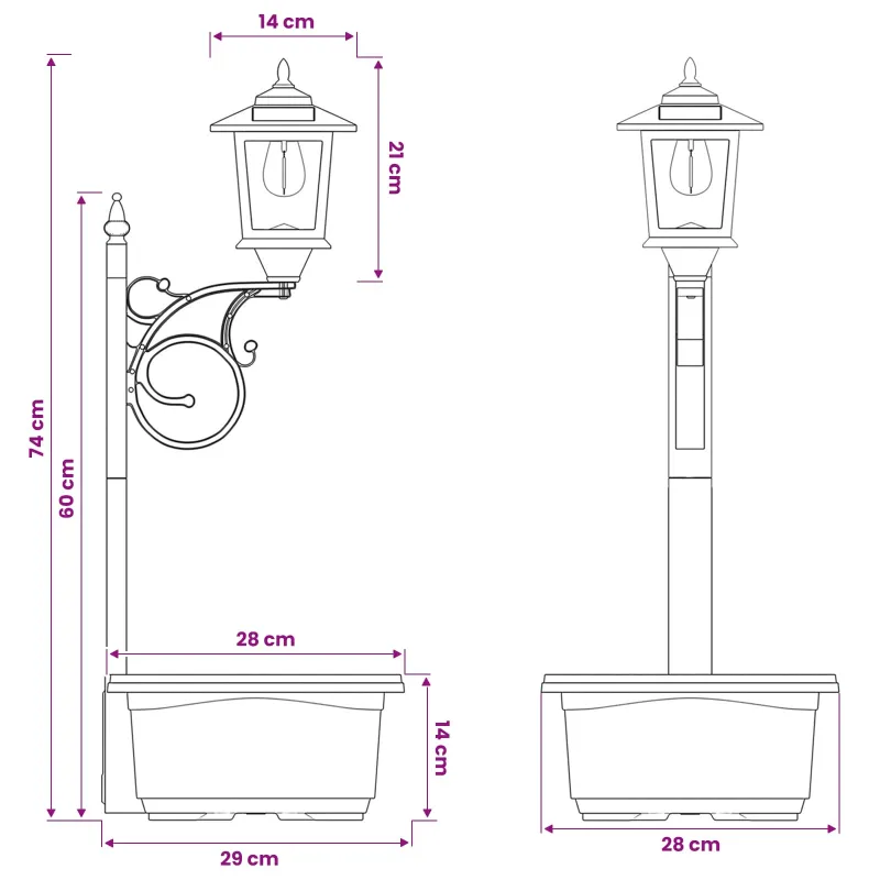 Stulpelis su Gėlynu Juoda 29 x 28 x 74 cm ABS ir PP