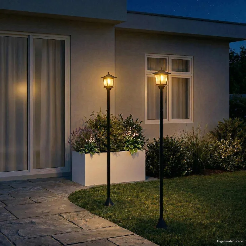 Lamp Post Set with LED Bulb 2 vnt. Juoda 16 x 16 x 156 cm