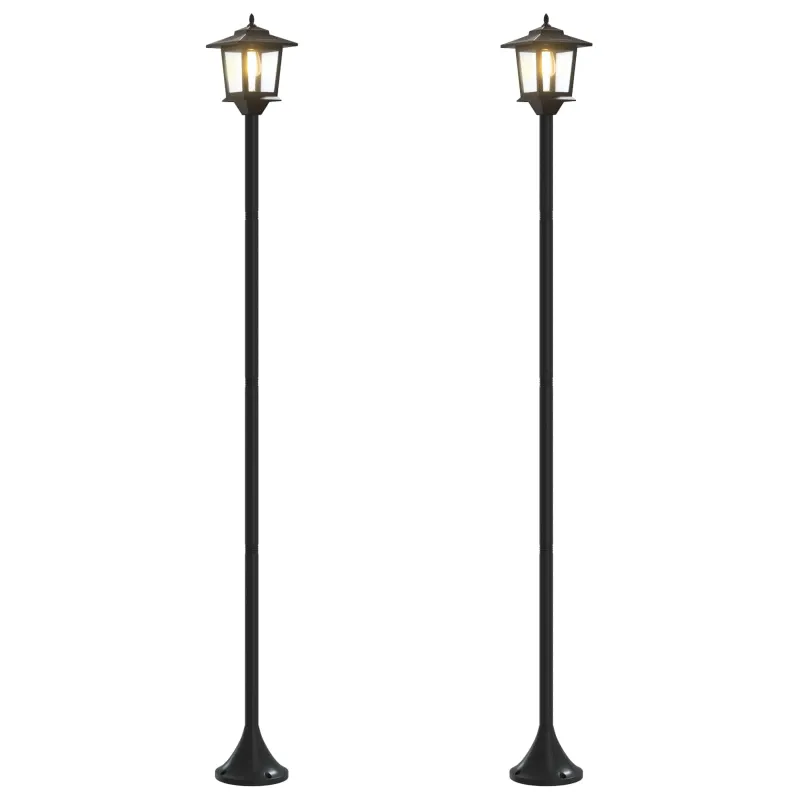 Lamp Post Set with LED Bulb 2 vnt. Juoda 16 x 16 x 156 cm