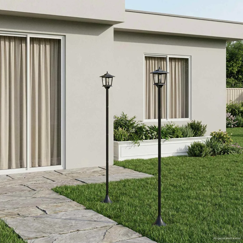 Lamp Post Set with LED Bulb 2 vnt. Juoda 16 x 16 x 156 cm
