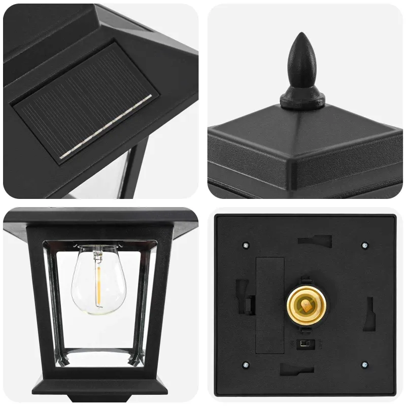 Lamp Post Set with LED Bulb 2 vnt. Juoda 16 x 16 x 156 cm