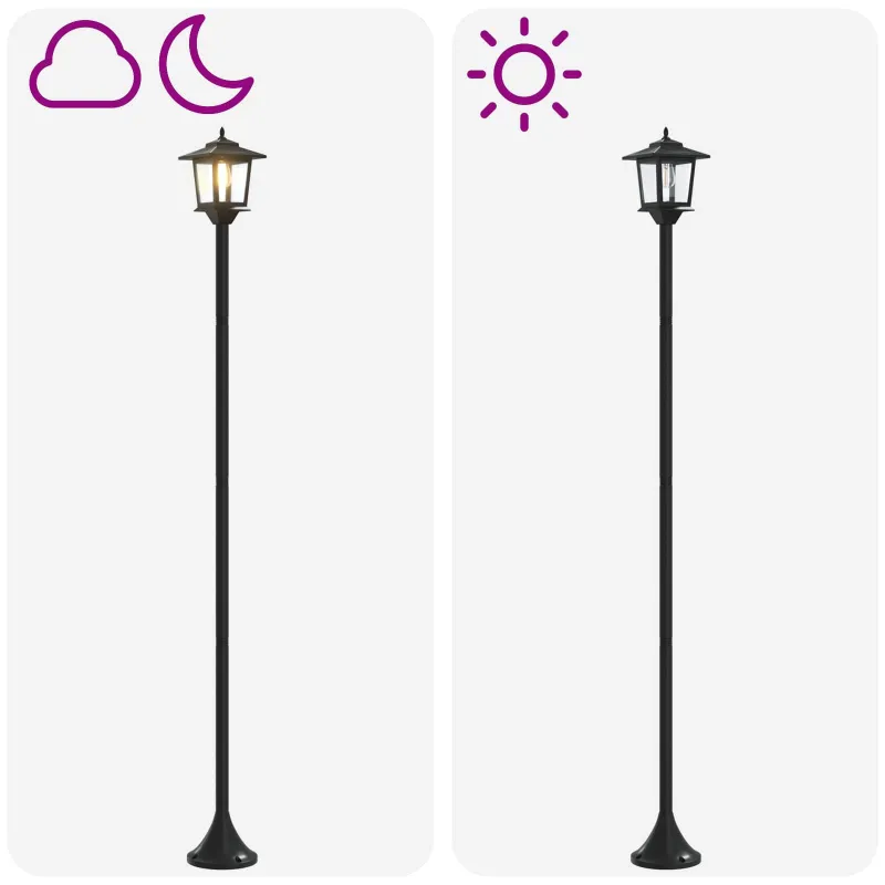 Lamp Post Set with LED Bulb 2 vnt. Juoda 16 x 16 x 156 cm