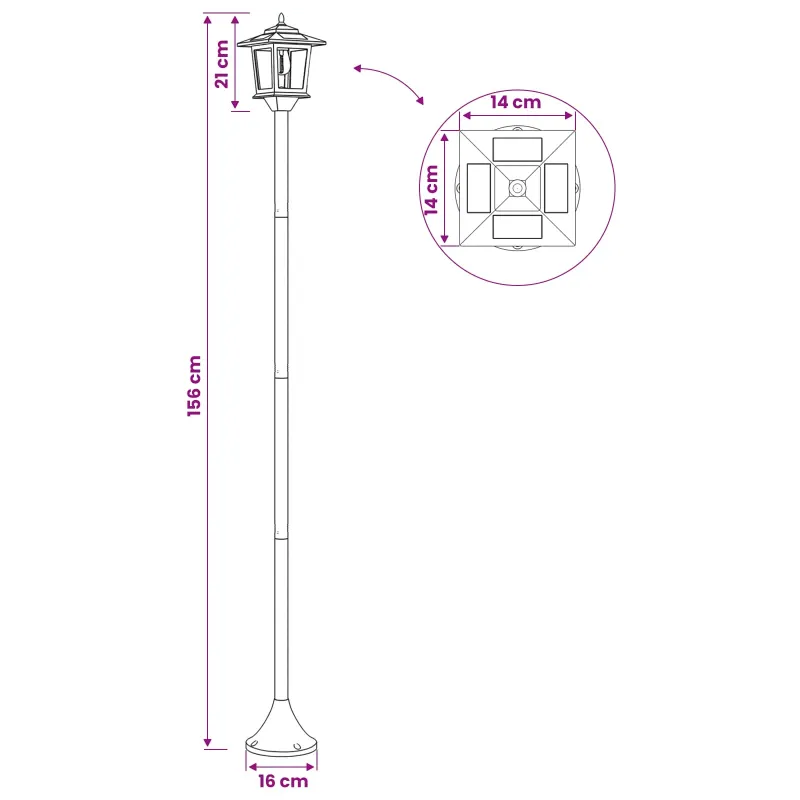 Lamp Post Set with LED Bulb 2 vnt. Juoda 16 x 16 x 156 cm