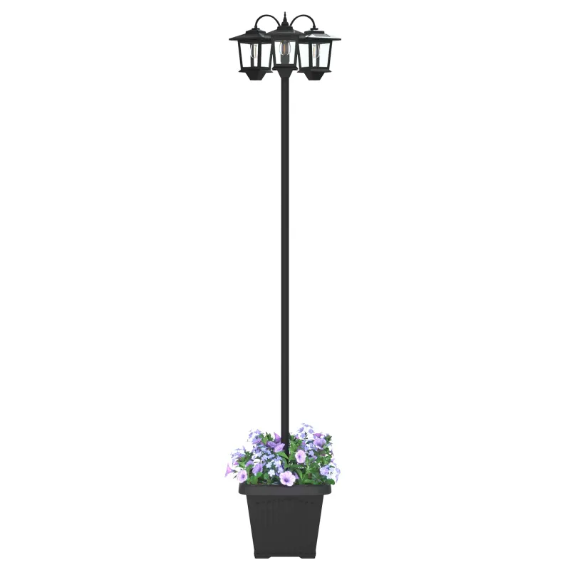 3-Head Lamp Post with Planter Juoda 32 x 32 x 188 cm