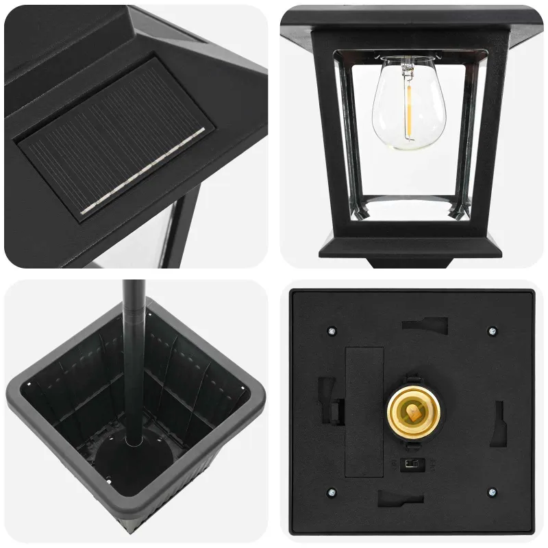 3-Head Lamp Post with Planter Juoda 32 x 32 x 188 cm
