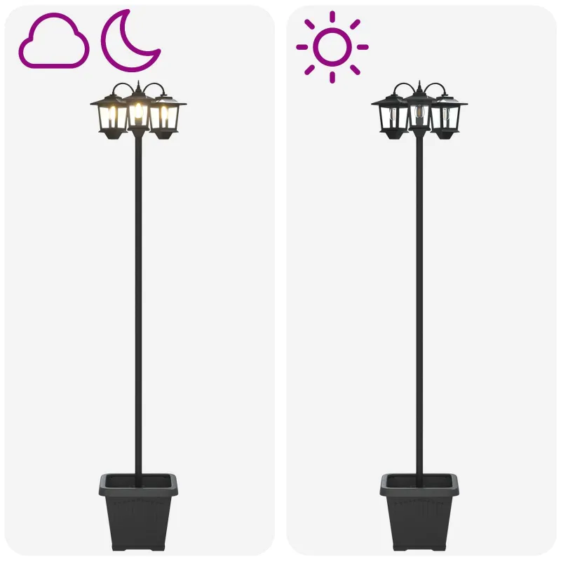 3-Head Lamp Post with Planter Juoda 32 x 32 x 188 cm