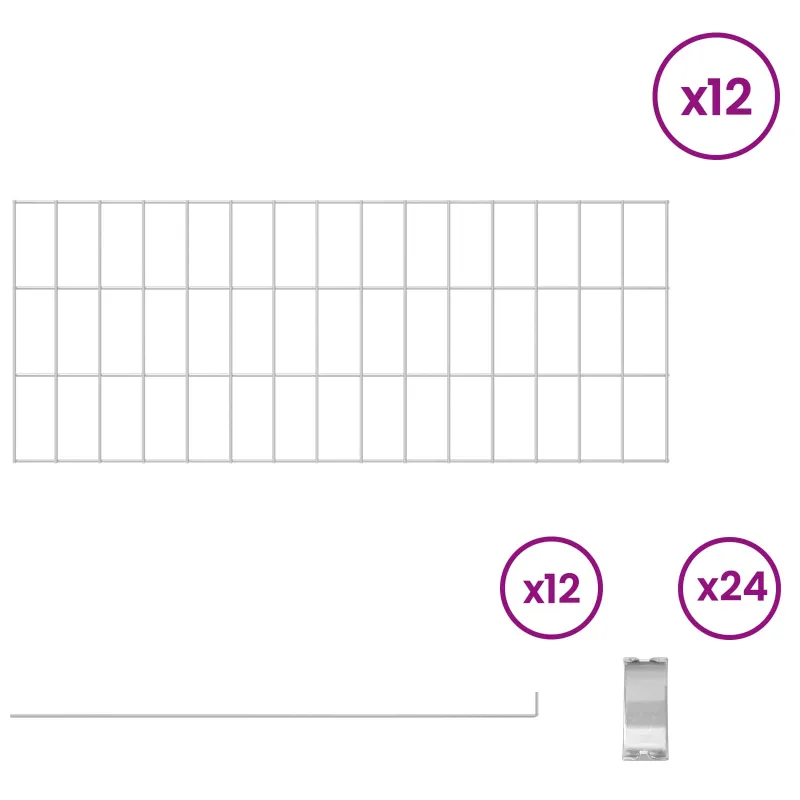 Sodo tvora su kuoliukais 12 pcs 75 x 30 cm Mesh Sidabrinė