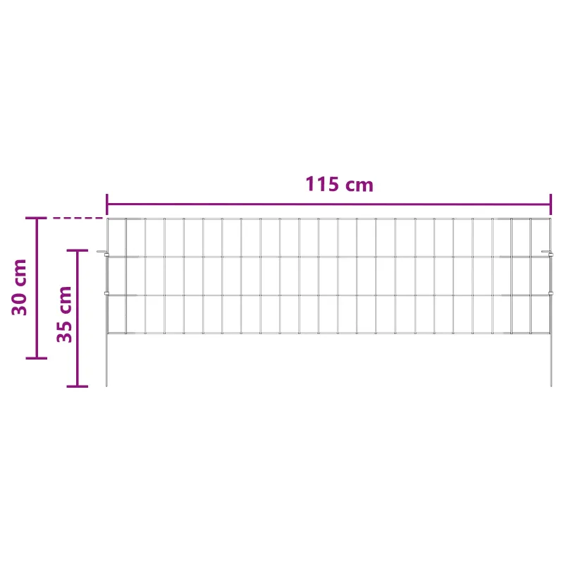 Sodo tvora su kuoliukais 12 pcs 115 x 30 cm Mesh Sidabrinė