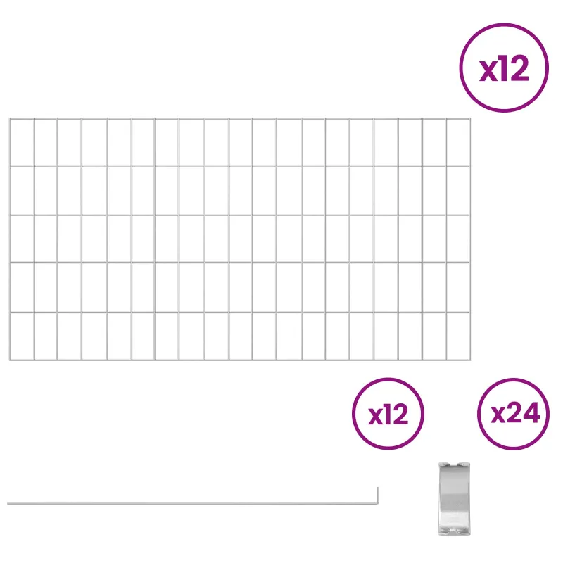 Sodo tvora su kuoliukais 12 pcs 95 x 50 cm Mesh Sidabrinė