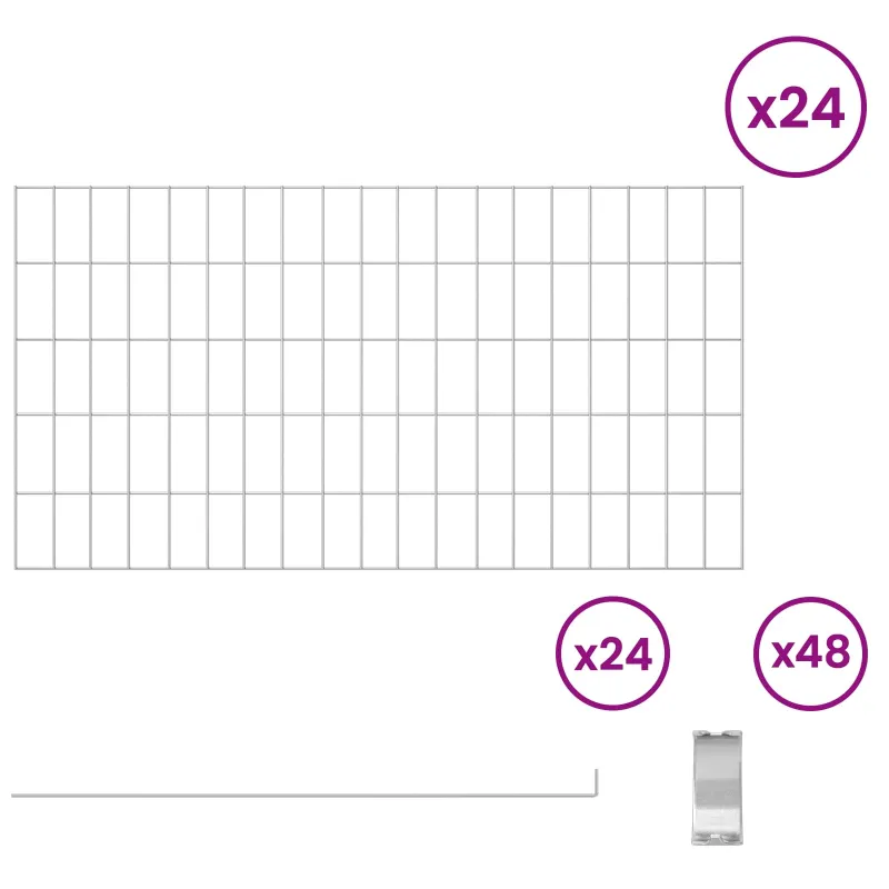 Sodo tvora su kuoliukais 24 pcs 95 x 50 cm Mesh Sidabrinė