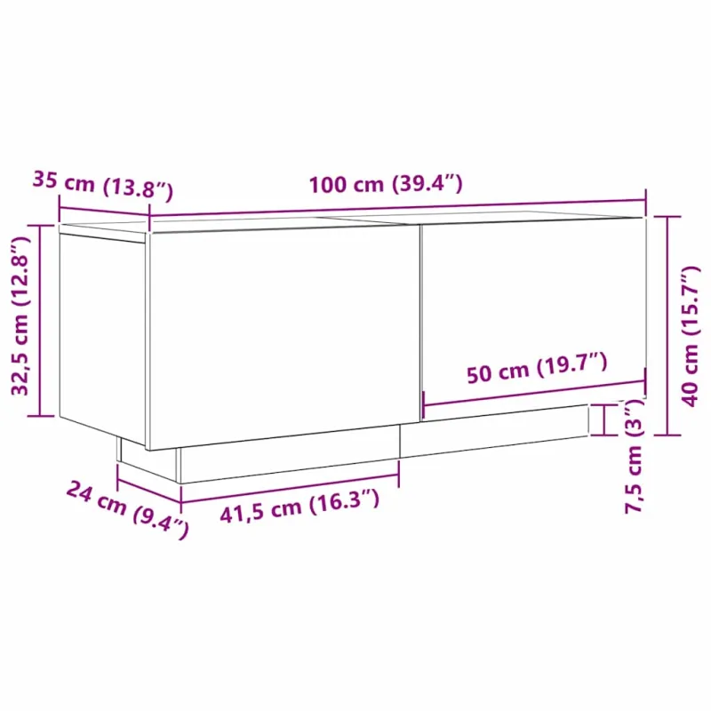 Televizoriaus spintelė Juodas ąžuolas 100 x 35 x 40 cm