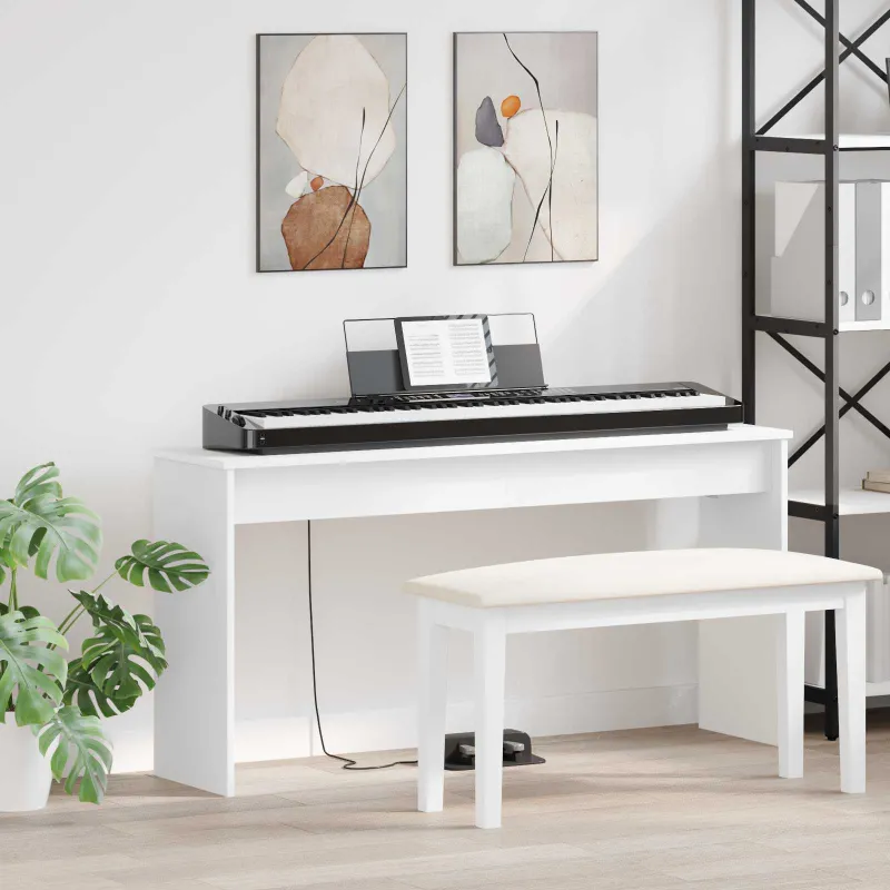 Klaviatūros stovas Balta 130 x 32 x 64 cm Apdirbta mediena