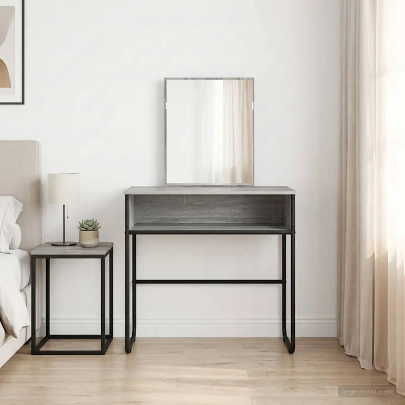 Makiažo stalas Pilka Sonoma 81 x 40 x 131 cm Apdirbta mediena
