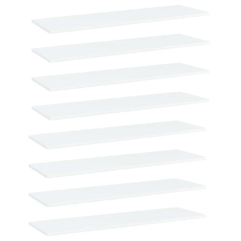 Knygų lentynos plokštės, 8vnt., baltos, 100x30x1,5cm, MDP