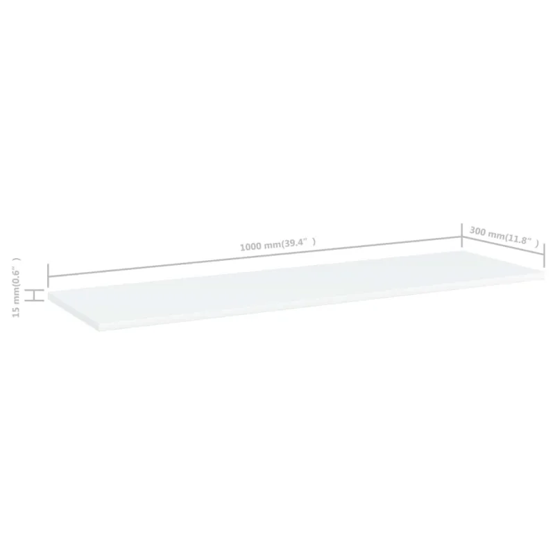 Knygų lentynos plokštės, 8vnt., baltos, 100x30x1,5cm, MDP