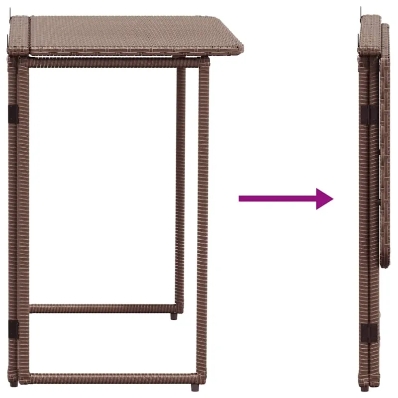 Sulankstettava puutarhapöytä Rudas 90x51x75 cm Poly Rattan