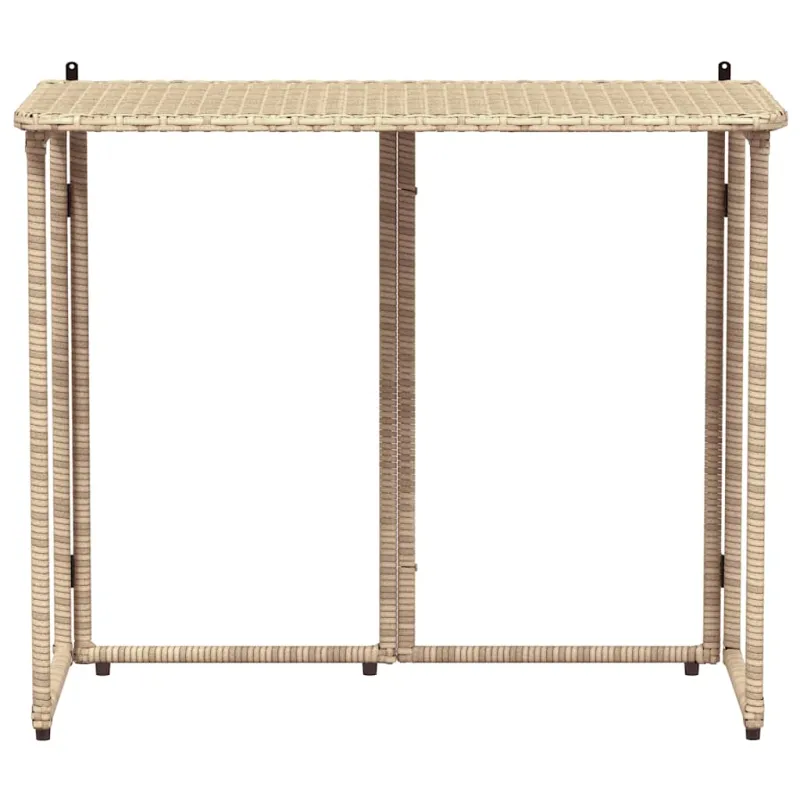 Sulankstettava puutarhapöytä, hiekanvärinen, 90x51x75 cm, Poly Rattan