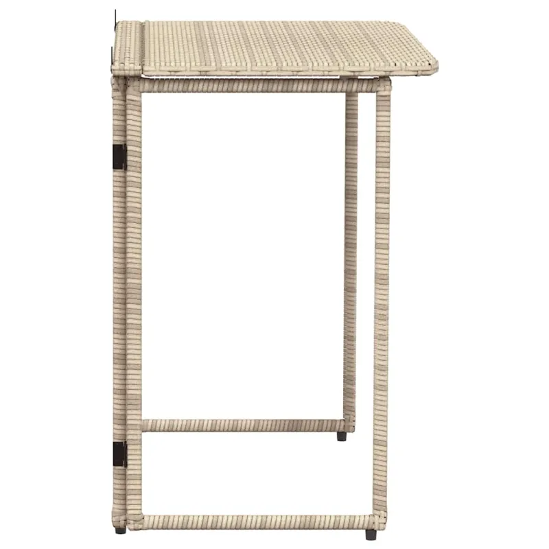 Sulankstettava puutarhapöytä, hiekanvärinen, 90x51x75 cm, Poly Rattan