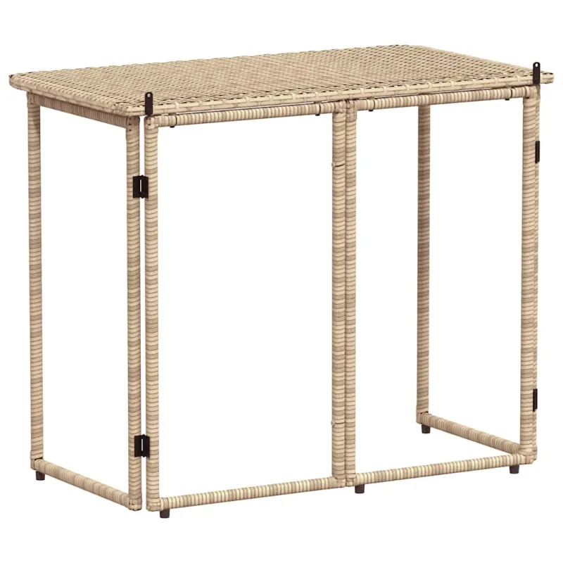 Sulankstettava puutarhapöytä, hiekanvärinen, 90x51x75 cm, Poly Rattan