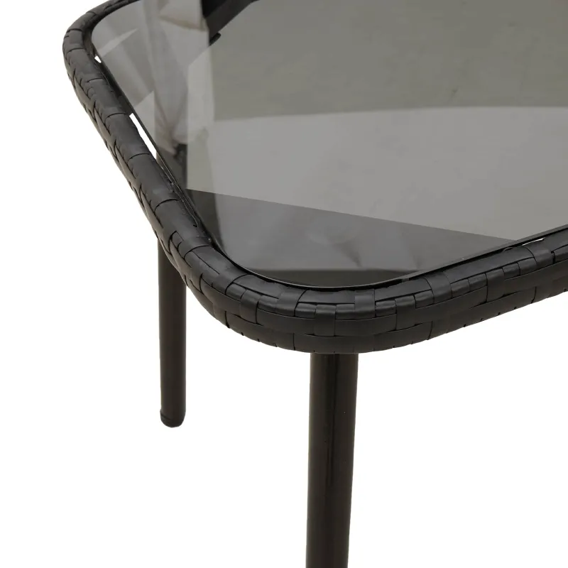Kahvila- ja sohvapöytä, musta, 90 x 45 x 43 cm, polyrattana