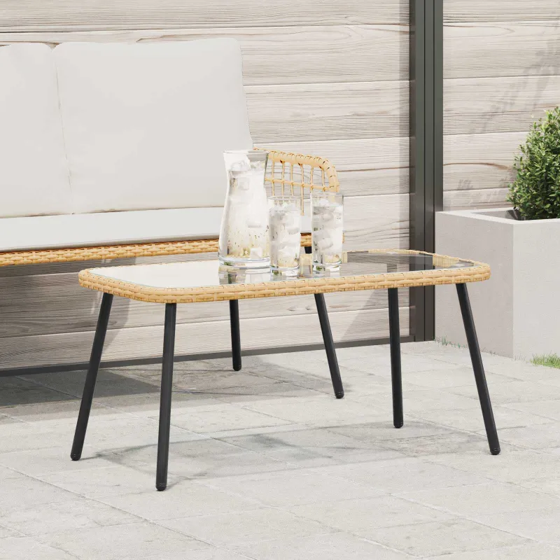 Kahvila- ja sohvapöytä Ruskea ja musta 90 x 45 x 43 cm polyrattana