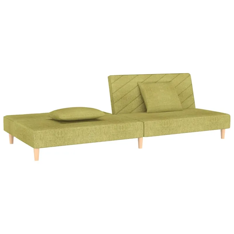 Dvivietė sofa-lova su dvejomis pagalvėmis, žalia, audinys