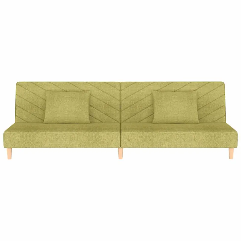 Dvivietė sofa-lova su dvejomis pagalvėmis, žalia, audinys