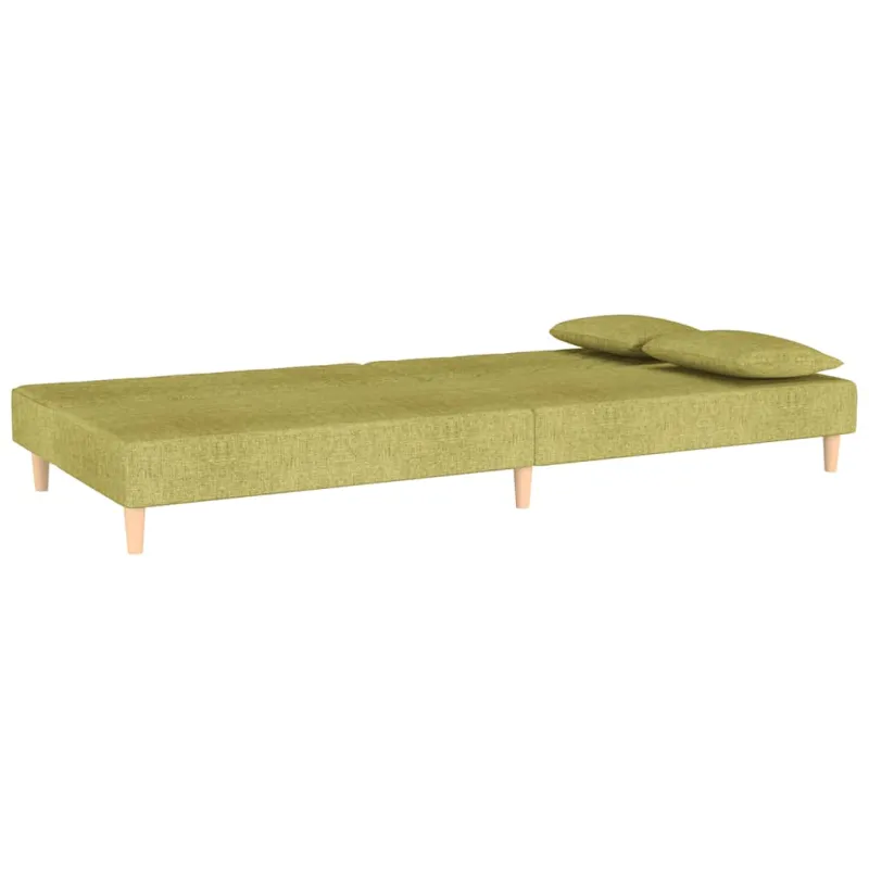 Dvivietė sofa-lova su dvejomis pagalvėmis, žalia, audinys