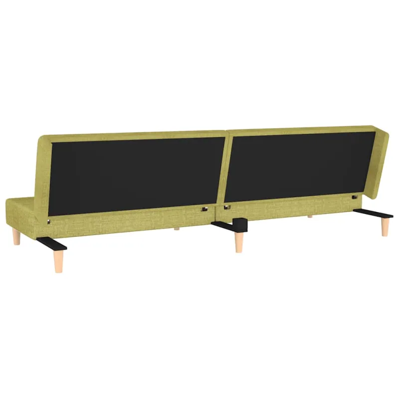 Dvivietė sofa-lova su dvejomis pagalvėmis, žalia, audinys