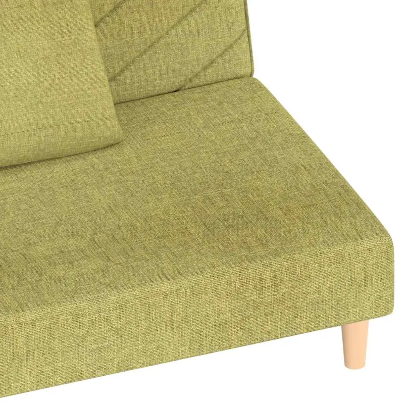 Dvivietė sofa-lova su dvejomis pagalvėmis, žalia, audinys