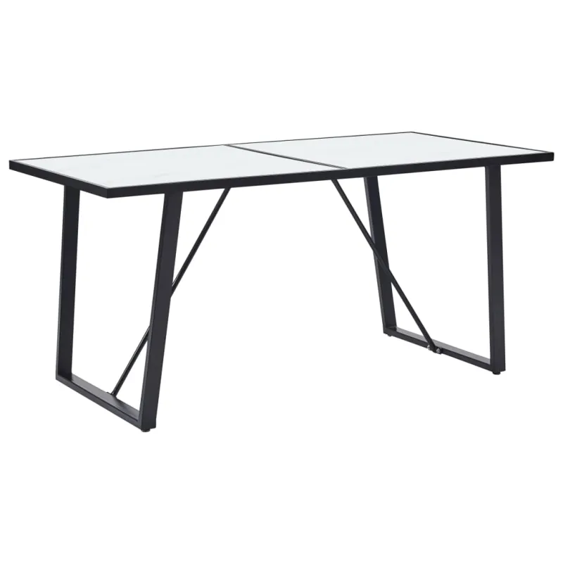 Valgomojo stalas, baltas, 160x80x75cm, grūdintas stiklas